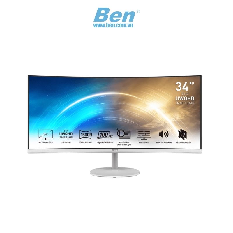 Màn hình cong MSI Pro MP341CQW | 34 inch WQHD | 100Hz | VA | HDMI + DP | 3Yrs