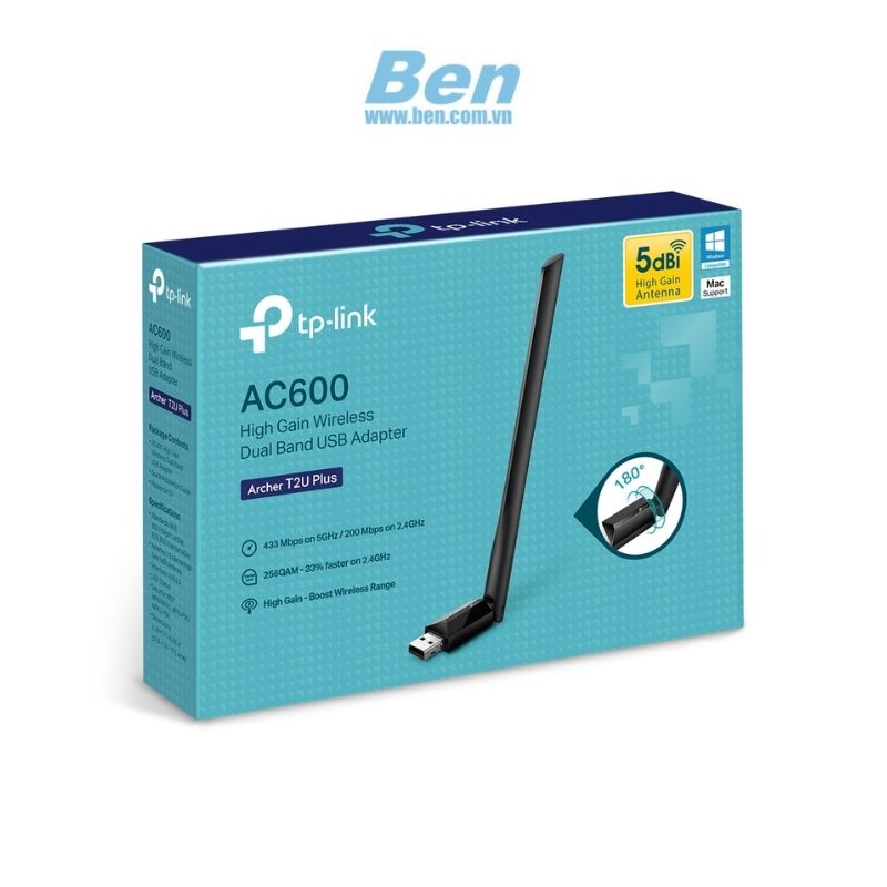 Cạc Mạng Không Dây Usb Tp - Link Archer T2U - Plus Ac600
