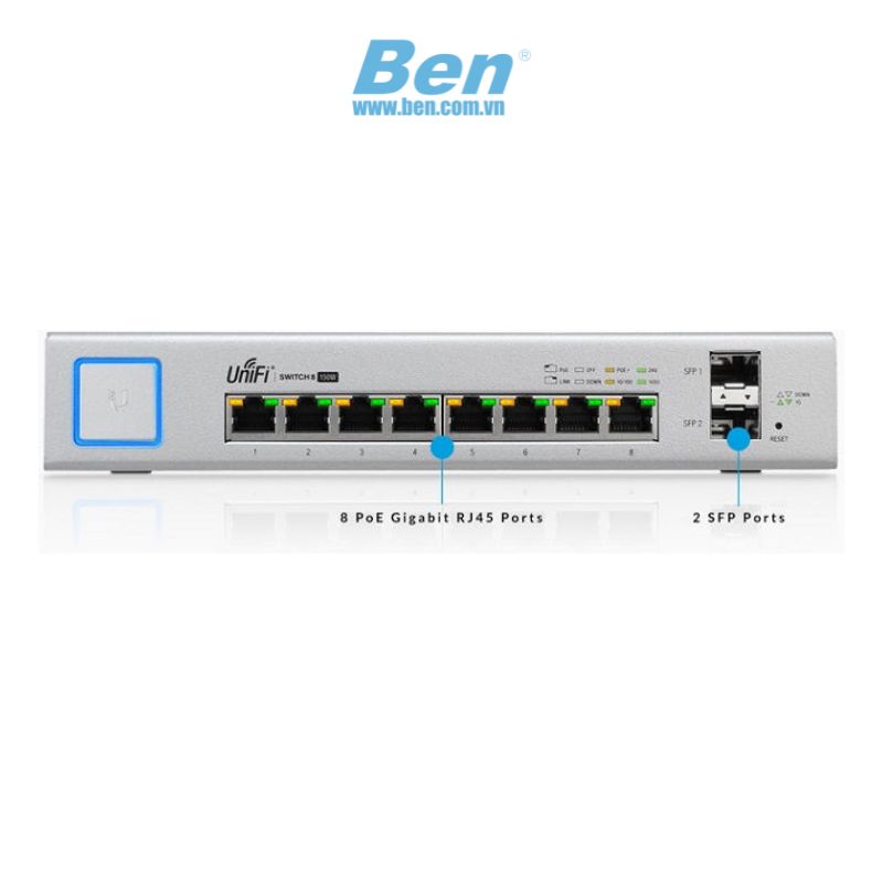 Thiết bị chuyển mạch Ubiquiti Unifi Switch 8 Port Gigabit POE Switch 150W (US-8-150W)