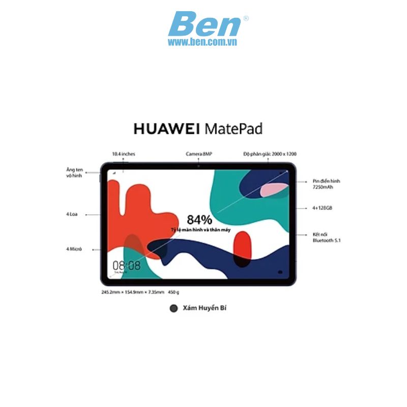 Máy tính bảng Huawei MatePad 128GB/ Huawei Kirin 710A/ RAM 4GB/ 128GB/ 10.4inch IPS/ WF BT/Android10/ 1Yr