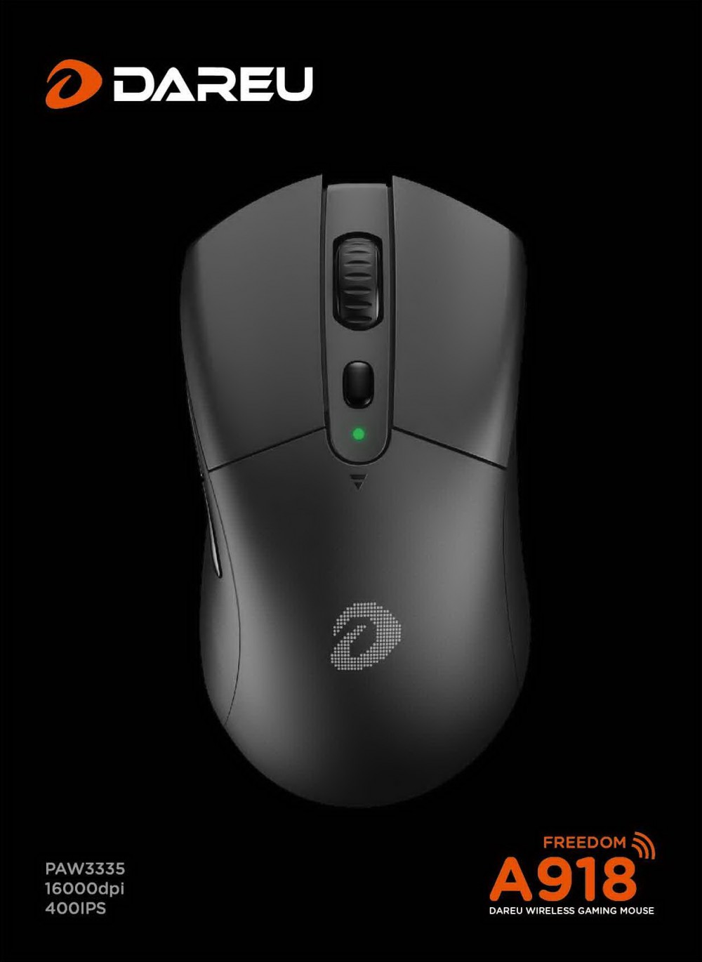 Chuột Không Dây Gaming DAREU A918 - BLACK (PixArt PMW3335)