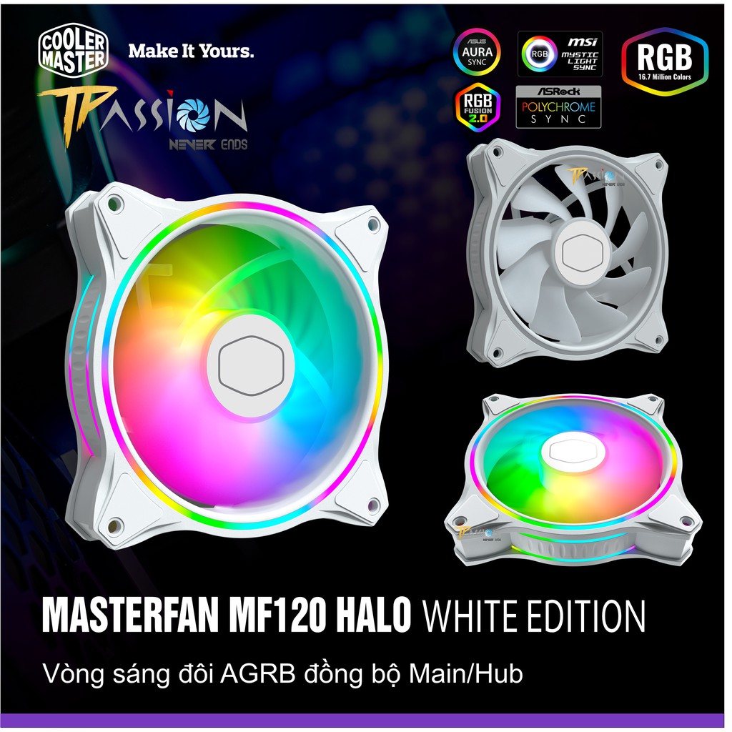 Qu?t t?n nhi?t cho case Cooler Master MASTERFAN MF120 HALO WHITE EDITION