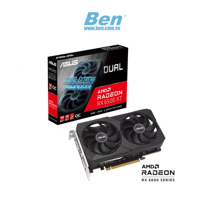 Card màn hình ASUS Dual Radeon RX 6500 XT V2 OC Edition 4GB GDDR6 (DUAL-RX6500XT-O4G-V2)