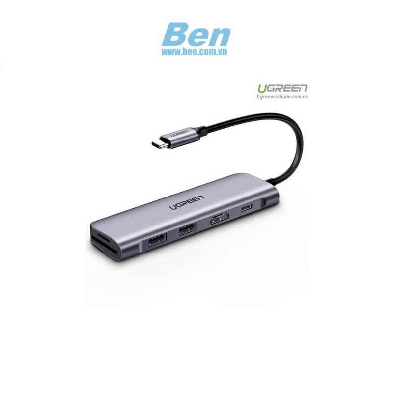 Thiết bị mở rộng  USB type-C to HDMI / Hub USB 3.0 / SD /TF hỗ trợ sạc cổng USB-C chính hãng Ugreen 70411