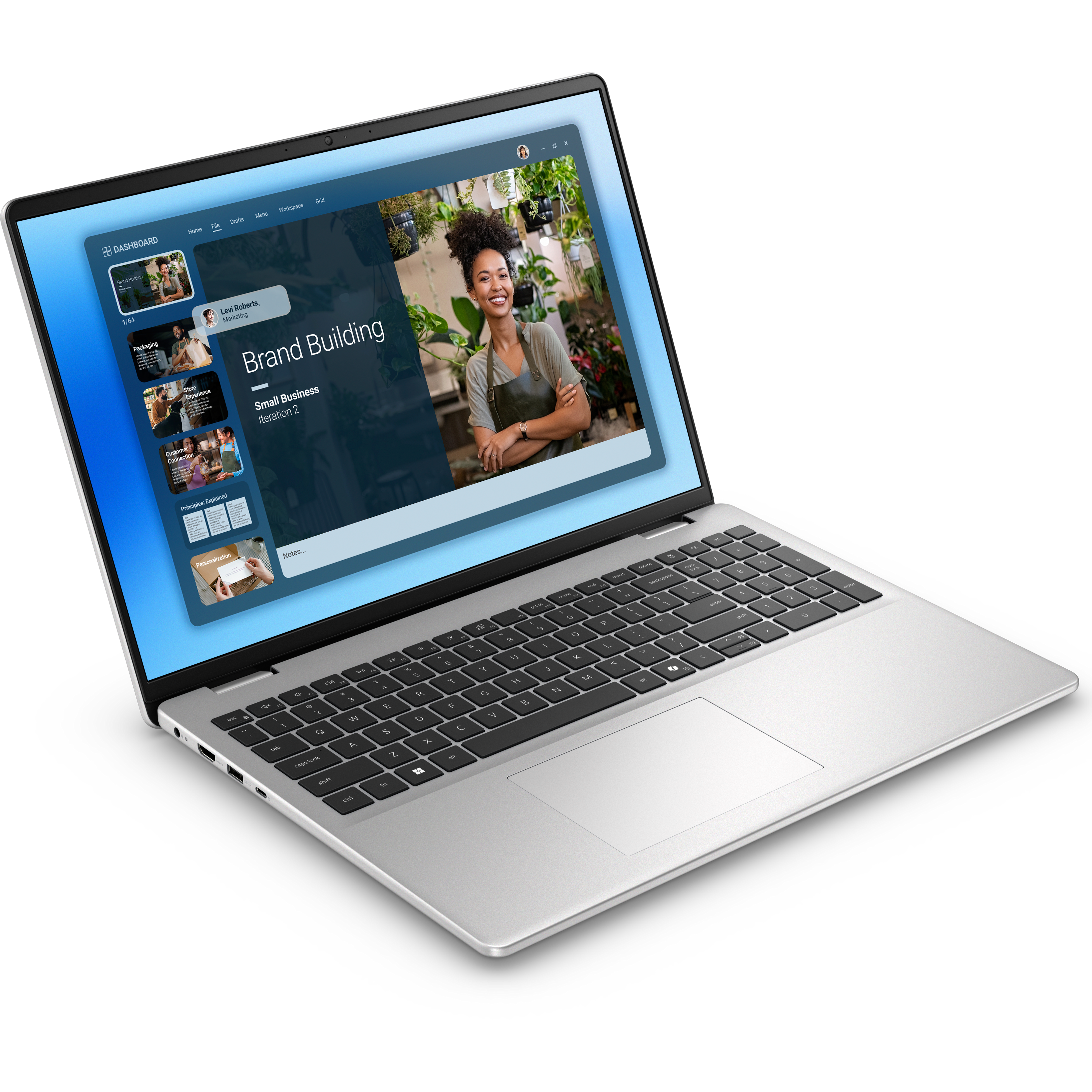 View right-facing Dell 16 Non-Touch Laptop