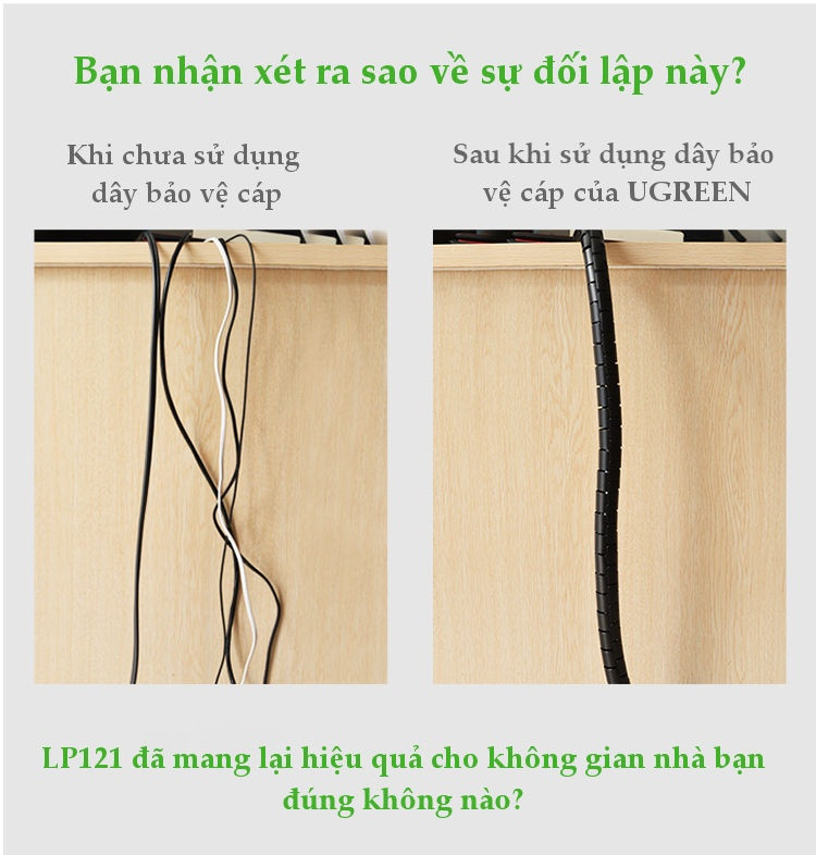 Dây dạng ống xoắn PE bảo vệ các loại dây cáp dài 1.5m Ugreen  30818