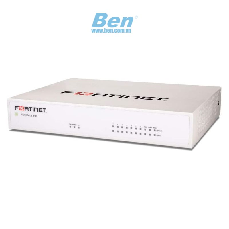 Tường lửa FG-60F Fortigate 10 x GE RJ45 ports (including 7 x Internal Ports, 2 x WAN Ports, 1 x DMZ Port)