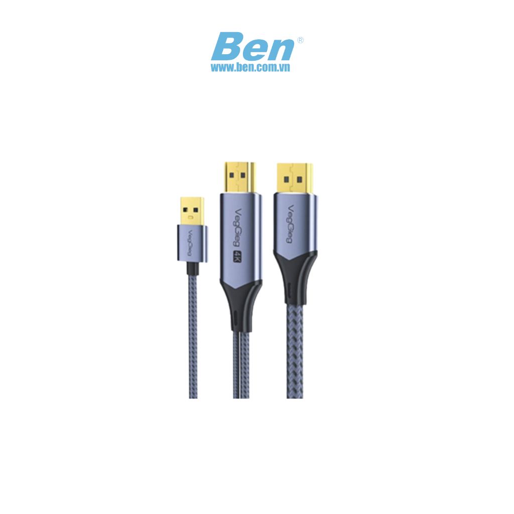 Cáp chuyển HDMI sang DisplayPort M/M 4K60Hz có Cấp Nguồn USB – V-Z102