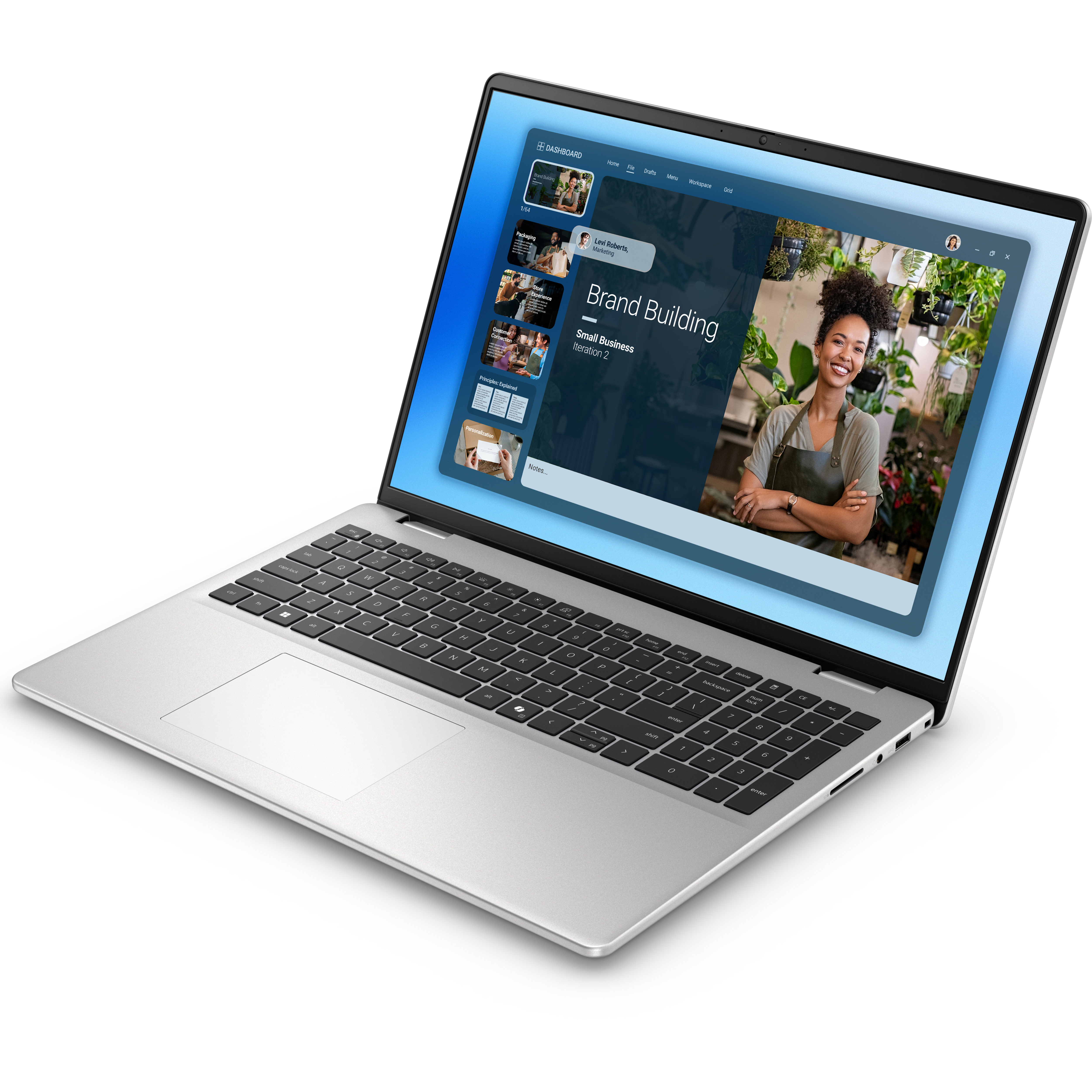 View left-facing Dell 16 Non-Touch Laptop