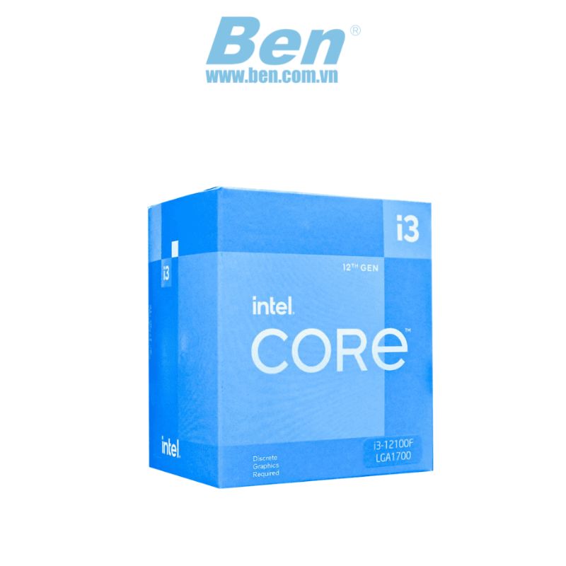 Bộ vi xử lý CPU Intel Core i3 - 12100F (3.3GHz turbo up to 4.3GHz, 4 nhân 8 luồng, 12MB Cache, LGA 1700)