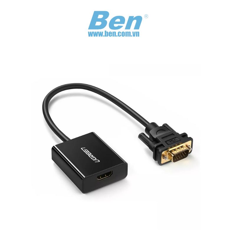 Cáp Chuyển Đổi Vga Sang Hdmi + Audio Ugreen 50945 Cm513 (30Cm, Có Cổng Trợ Nguồn Usb - C)