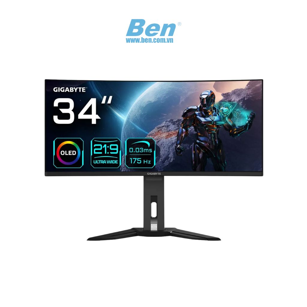 Màn hình máy tính GIGABYTE MO34WQC Gaming (20VM0-MO34WQ1BT-1APR) | 34 inch WQHD | OLED | 175Hz | HDMI+DP | 3Yrs