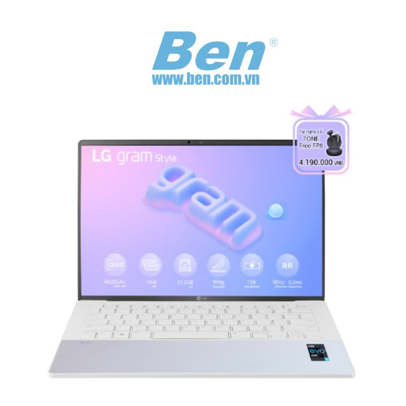 Laptop LG Gram 2023 ( 14Z90RS-G.AH54A5 ) | Trắng | Intel core i5-1340P | Ram 16GB LPDDR5 | 512GB NVMe Gen.4 SSD | 14 Inch WQXGA+ | Wireless - AX211 + BT 5.1 | Win 11 Home | 1 Yr