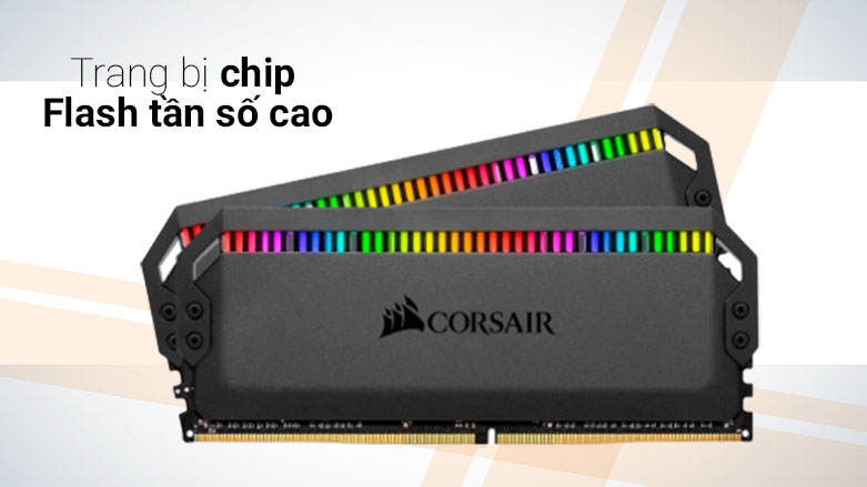 Bộ nhớ trong  máy tính để bàn Corsair DOMINATOR PLATINUM RGB Black Heatspreader DDR5, 5200MHz 64GB 2x32GB DIMM, 1.25V (CMT64GX5M2B5200C40)