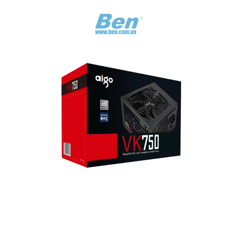 Nguồn máy tính Aigo VK750 -750W (85 Plus/ Non-Modular/ ATX/ Đen)
