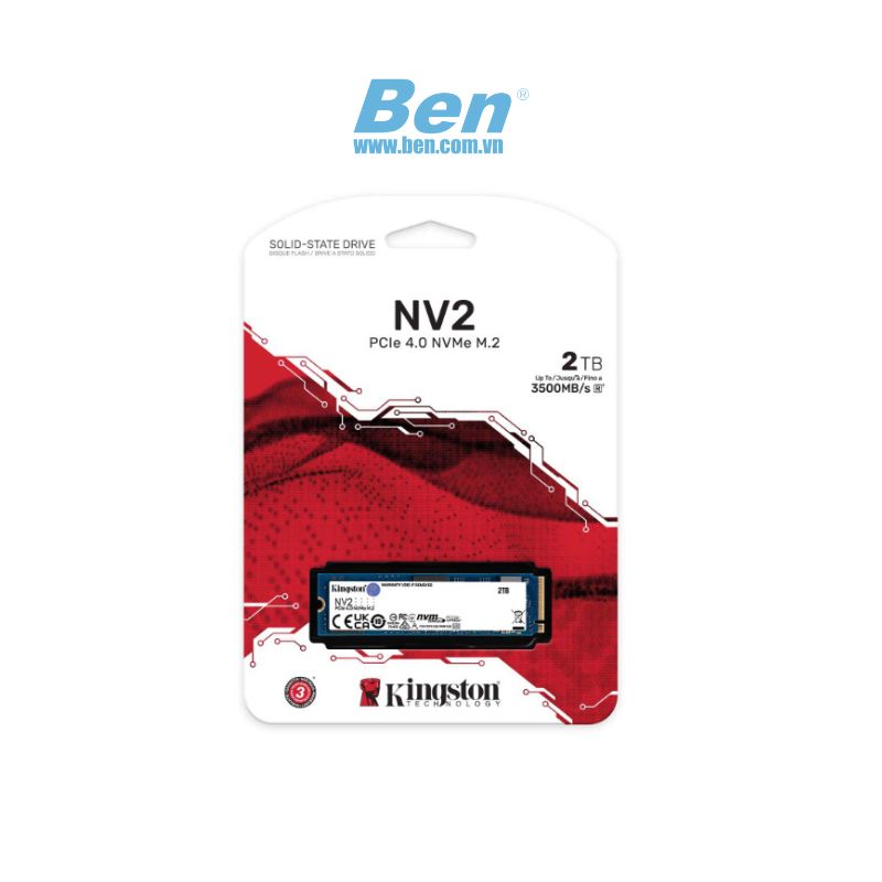 ổ SSD Kingston NV2 2Tb PCIe NVMe Gen4x4 M2.2280 (Đọc: 3.500 MB/s, Ghi: 2.800 MB/s) (SNV2S/2000G)