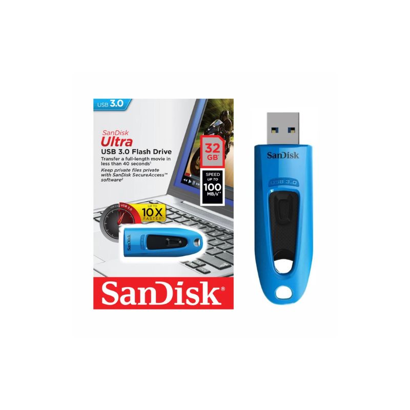 USB 32GB SanDisk Ultra USB 3.0 Flash Drive/ Blue  (SDCZ48-032G-U46B)