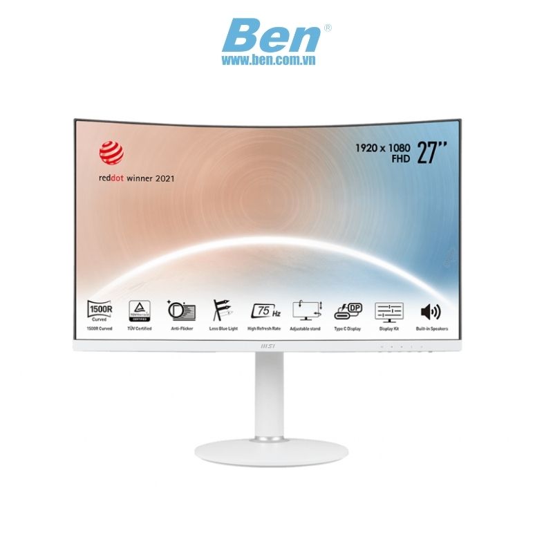 Màn hình cong MSI Modern MD271CPW | 27 inch FHD | 75Hz | VA | HDMI + USB Type C + Audio | 3Yrs