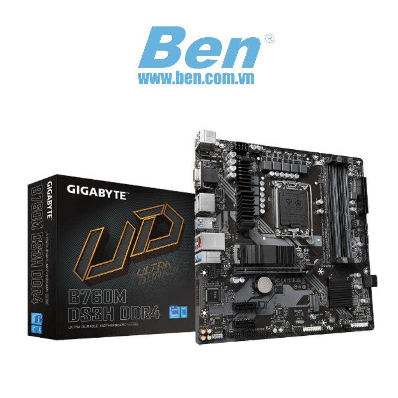 Mainboard Gigabyte B760M DS3H ( Intel B760 | LGA 1700 | m-ATX | 4 khe RAM DDR4 )