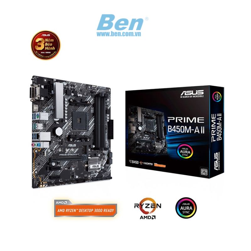Bo mạch chủ Mainboard Asus Prime B450M-A II (AMD B450/ Socket AM4/ M-ATX/ 4 khe ram/ DDR4