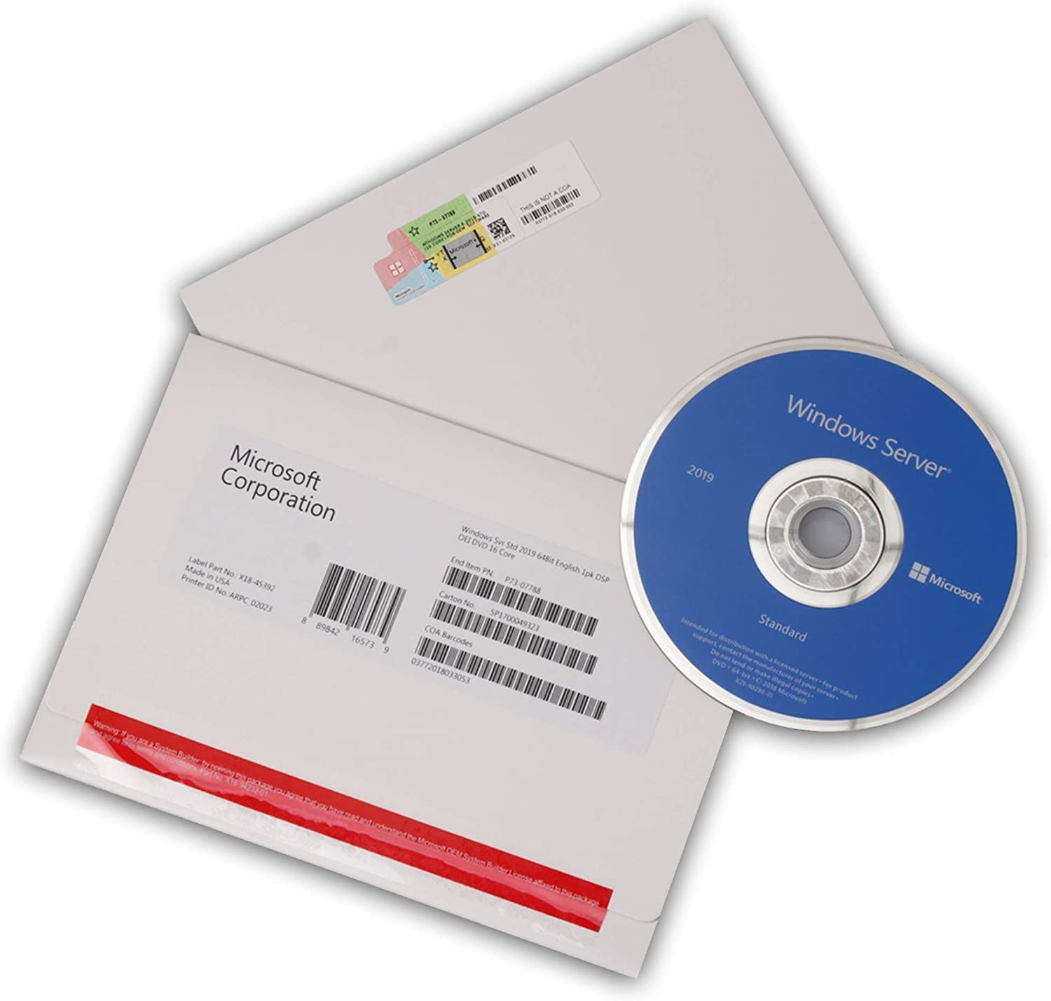 Ph?n m?m Microsoft Windows Server Standard 2019 64Bit English 1pk DSP OEI DVD 16 Core (P73-07788)