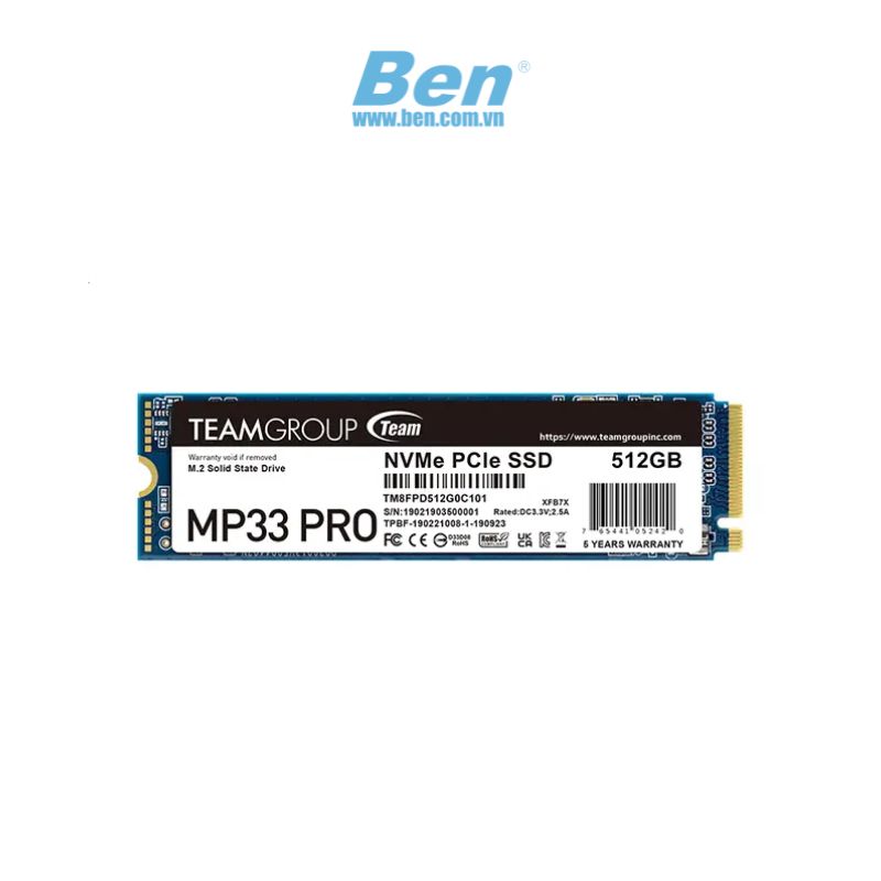 Ổ Cứng Cắm Trong Ssd Teamgroup Team M2 - 2280 Pci - E Gen3X4 Mp33 Pro 512Gb ( Tm8Fpd512G0C101 )