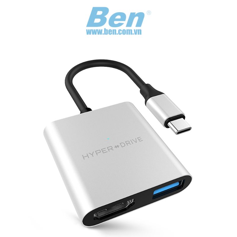 CỔNG CHUYỂN HYPERDRIVE 4K HDMI 3-IN-1 USB-C HUB FOR MACBOOK, SURFACE, PC & DEVICES – HD259A - Silver