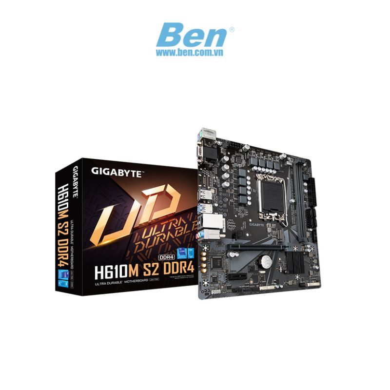 Mainboard Gigabyte H610M S2 DDR4 (intel LGA1700, Micro ATX, 2 khe Tối đa 64GB)