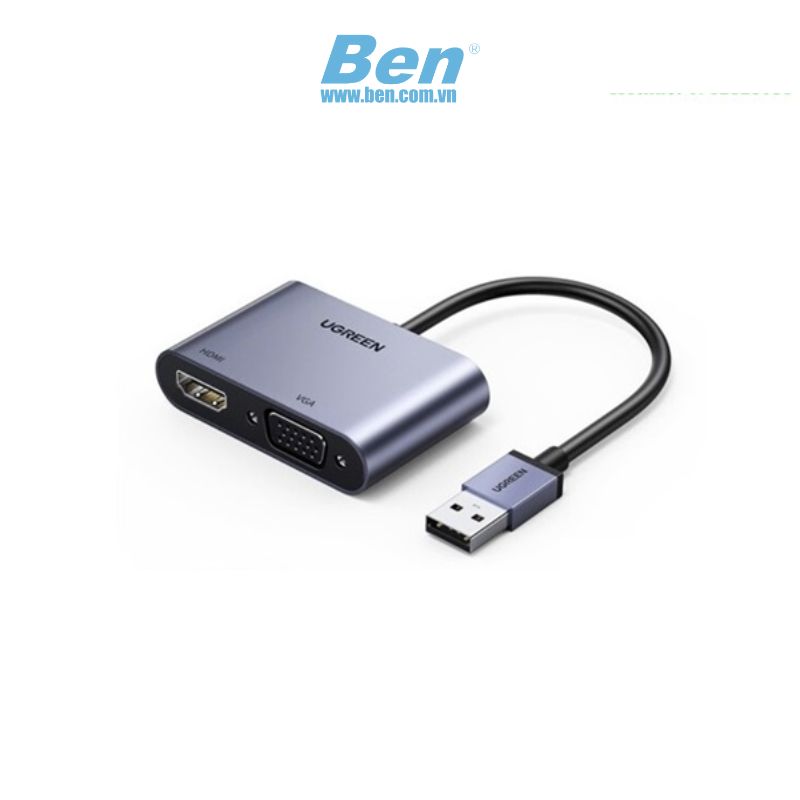 Cáp Chuyển Đổi Usb 3.0 Sang Hdmi + Vga 1080P/60Hz Ugreen 20518 Cao Cấp