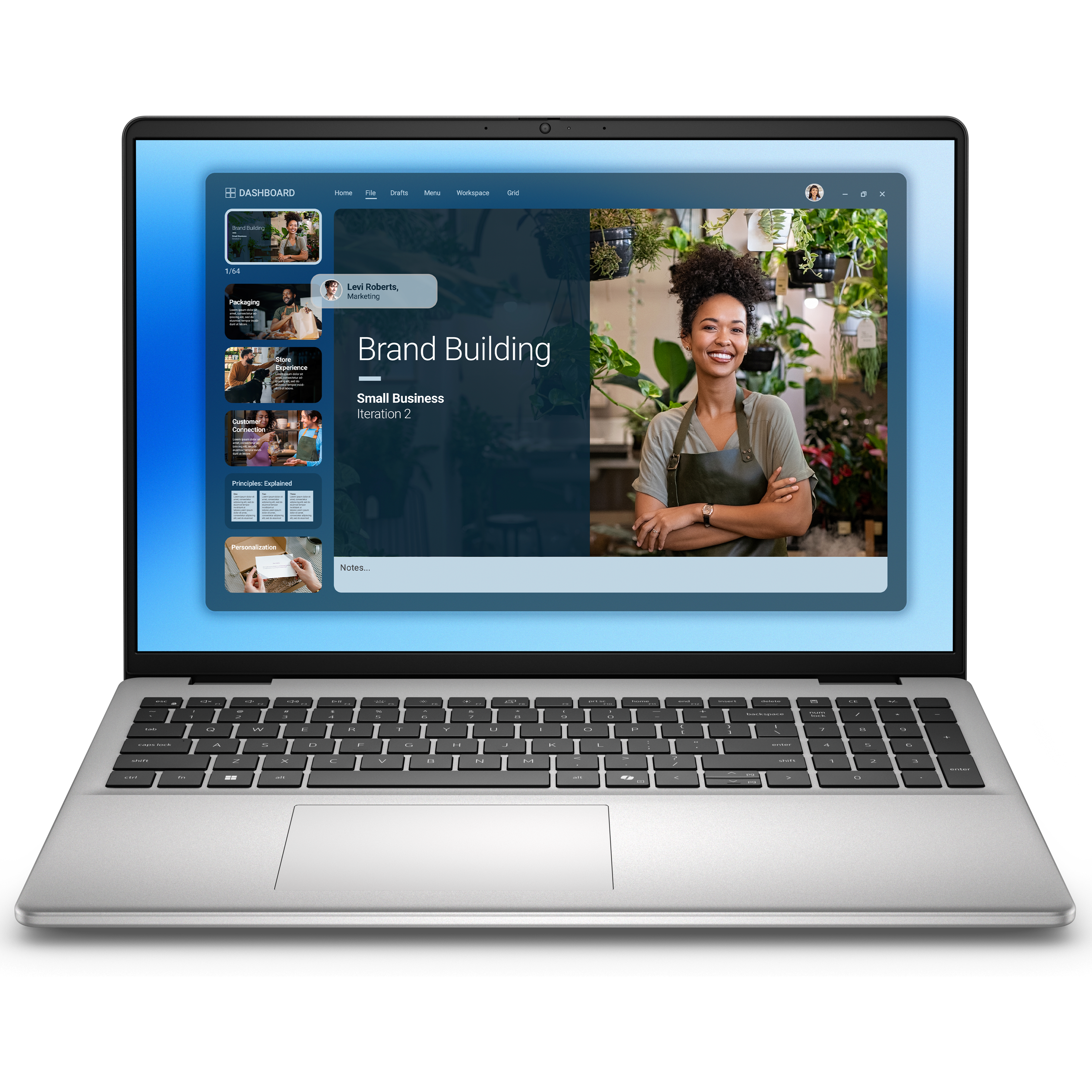 View forward-facing Dell 16 Non-Touch Laptop