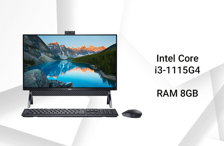 Máy tính để bàn All In One Dell Inspiron 5400 (42INAIO540010), Intel Core  i3-1115G4 ( GHz, 6MB)/ Ram 8GB/ 256GB SSD/ Intel UHD Graphics/   Inch/ WC + WL + BT/ Office