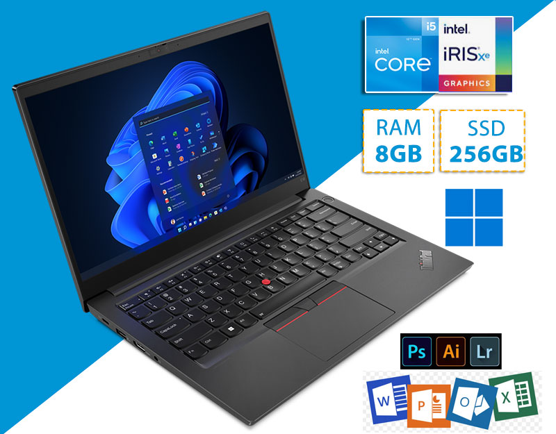 Laptop Lenovo ThinkPad E14 Gen 4 (21E3S05K00)/ Black/ Intel Core i5-1235U (up to 4.4Ghz, 12MB)/ RAM 8GB/ 256GB SSD/ Intel Iris Xe Graphics/ 14inch FHD/ 3Cell/ Dos/ 1Yr