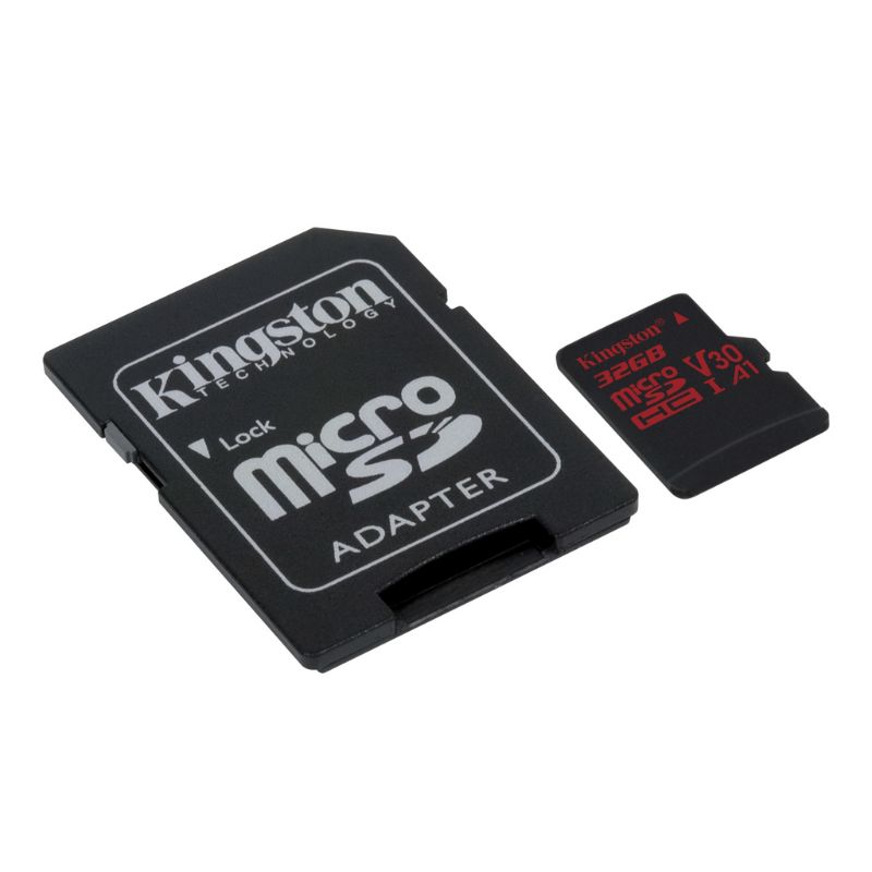 Thẻ nhớ Kingston 32GB microSDHC Canvas React 100R/70W U3 UHS-I V30 A1 Card + SD Adapter (SDCR/32GB)