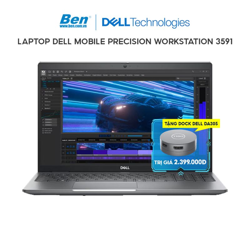 Laptop Dell Mobile Precision Workstation 3591 | Intel Core Ultra 5 135H | RAM 16GB | 512GB SSD | NVIDIA RTX 500 Ada Generation 4 GB | 15.6 inch FHD | 6 Cell | Win 11 Pro | 4Yrs