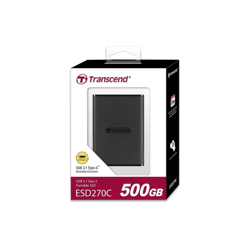 Ổ cứng gắn ngoài 500GB SSD ESD270C USB 3.1 Gen 2 type C Transcend ( TS500GESD270C )