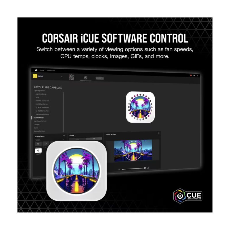 Màn hình LCD dùng cho tản nhiệt nước Corsair ELITE - White (CW-9060066-WW)/ 2.1inch/ 30Hz/ IPS/ 5Yrs
