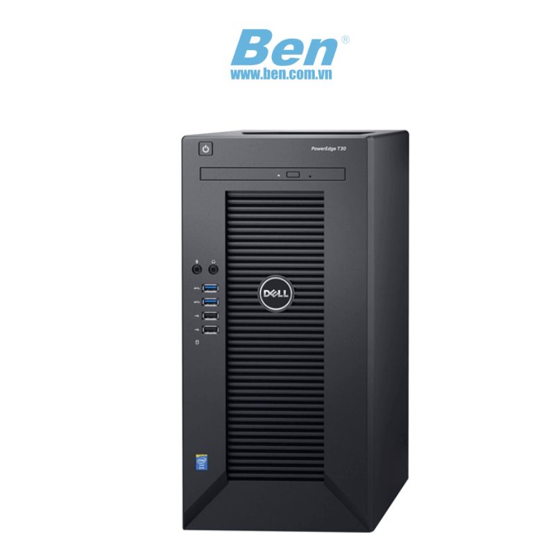 Máy chủ Dell PowerEdge T30/ E3-1225v5 (3.3GHz, 8M cache)/ Ram 8GB UDIMM/ 1TB 7.2k RPM Entry SATA 3.5cabled HDD, Embedded SATA/ Idrac8 Basic/ Intel I219-LM GbE LAN 10/100/1000 1xPort/ DVDRW/ 3Yrs Pro