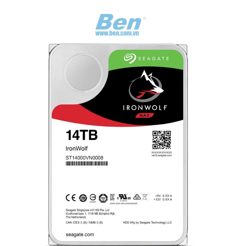 Ổ cứng gắn trong HDD Seagate IronWolf 14TB 7200 RPM SATA 3.5", 256MB Cache, 3YR WTY ( ST14000VN0008 )