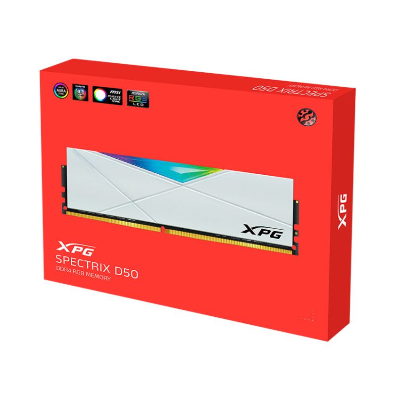 Bộ nhớ trong máy tính để bàn DDR4 Adata XPG Spectrix D50 RGB (1x8GB) 8GB bus 3200 (AX4U32008G16A-SW50)