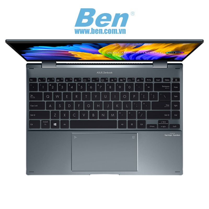 Laptop ASUS Zenbook 14 Flip OLED UP5401ZA-KU140W/ Xám/ Intel Core i7-12700H (up to 4.7Ghz, 24MB)/ RAM 16GB/ 1TB SSD/ Intel Iris Xe Graphics/ 14.0 inch 2.8K/ Touch/ 3 Cell/ Win 11H/ Bút+ Túi+ N-Pad/ 2Yrs