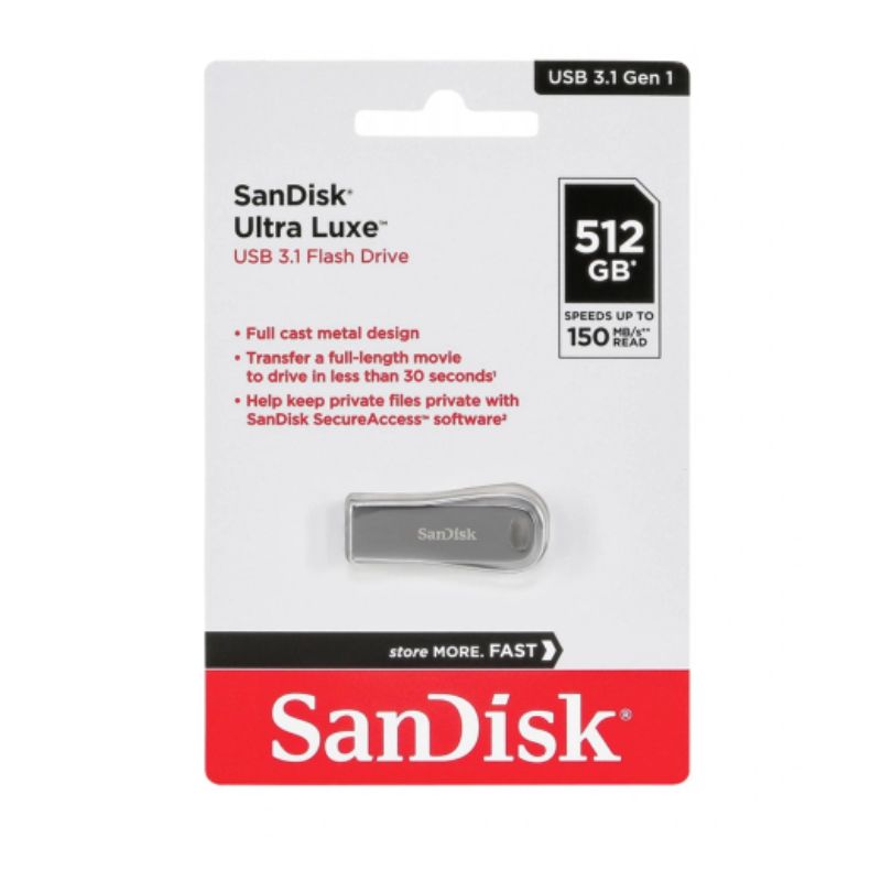 SanDisk Ultra Luxe USB 3.1 Flash Drive  CZ74 -512GB -  Full cast metal