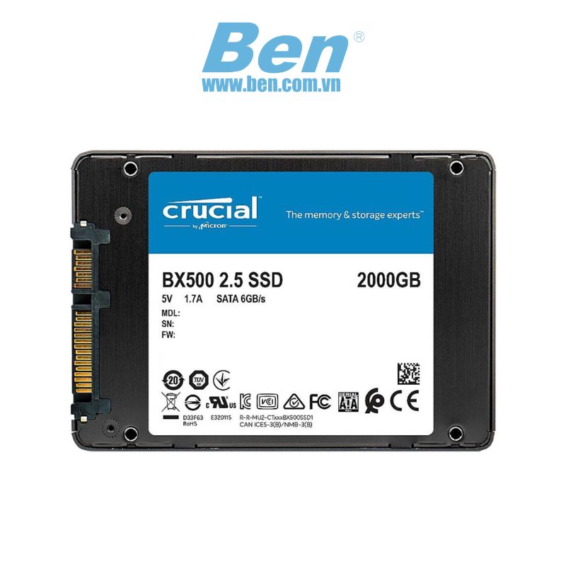 Ổ cứng gắn trong SSD 2TB Crucial BX500 2.5-Inch SATA III (CT2000BX500SSD1)