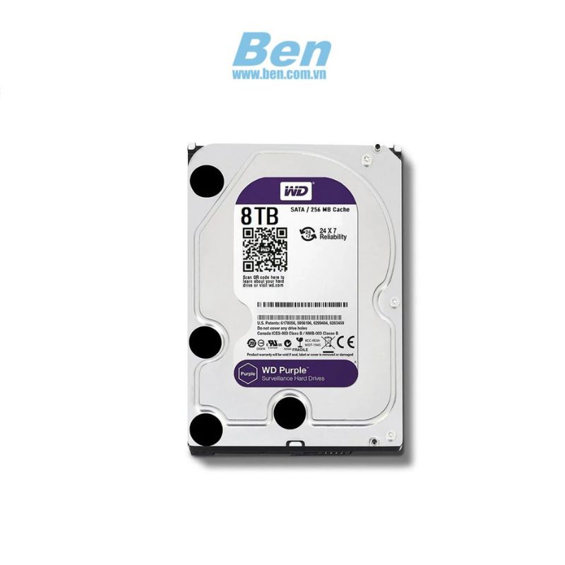 ổ cứng HDD WD Purple 8TB 3.5 inch SATA 3 / 256MB Cache / 5400 RPM   (WD85PURZ)