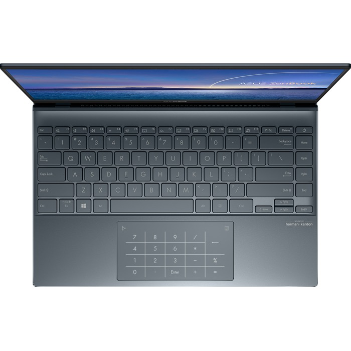 Laptop Asus Zenbook UX425EA-KI749W/ Xám/ Intel Core i5-1135G7 (up to 4.2GHz, 8MB)/ RAM 8GB/ 512GB SSD/ Intel Iris Xe Graphics/ 14inch FHD/ Win 11/ Túi/USB to RJ45/USB-C to Audio/ 2Yrs