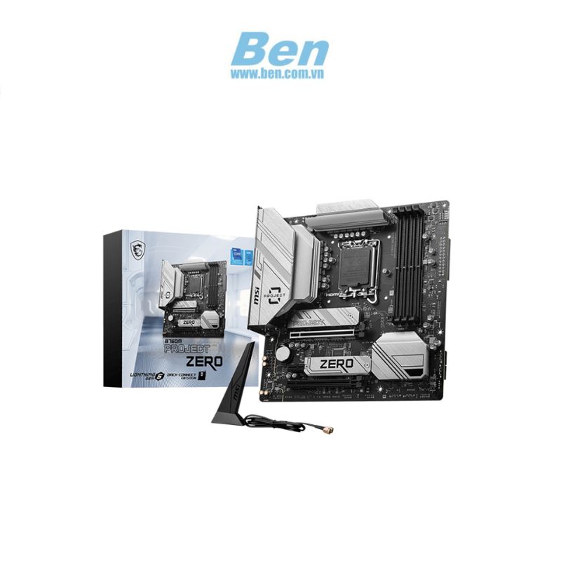 Mainboard MSI B760M PROJECT ZERO /  LGA 1700 ,  4 Khe ram DDR5,  M-ATX