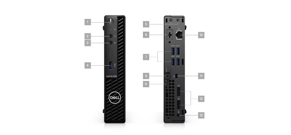 Máy tính để bàn Dell Optiplex 3090 Micro (42OC390004)/ Intel Core i5- 10500T (upto 3.8GHz, 12MB) /  RAM 4GB/ 1TB HDD/ Intel Q470 Chipset/ WF BT/ K&M/ Ubuntu Linux 20.04/ 3Yrs 