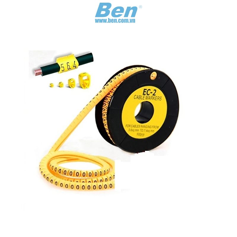 Vòng đánh dấu dây mạng số Cat6 bằng cao su 0-9 | 5.000 số EC2 | 10 cuộn/ hộp