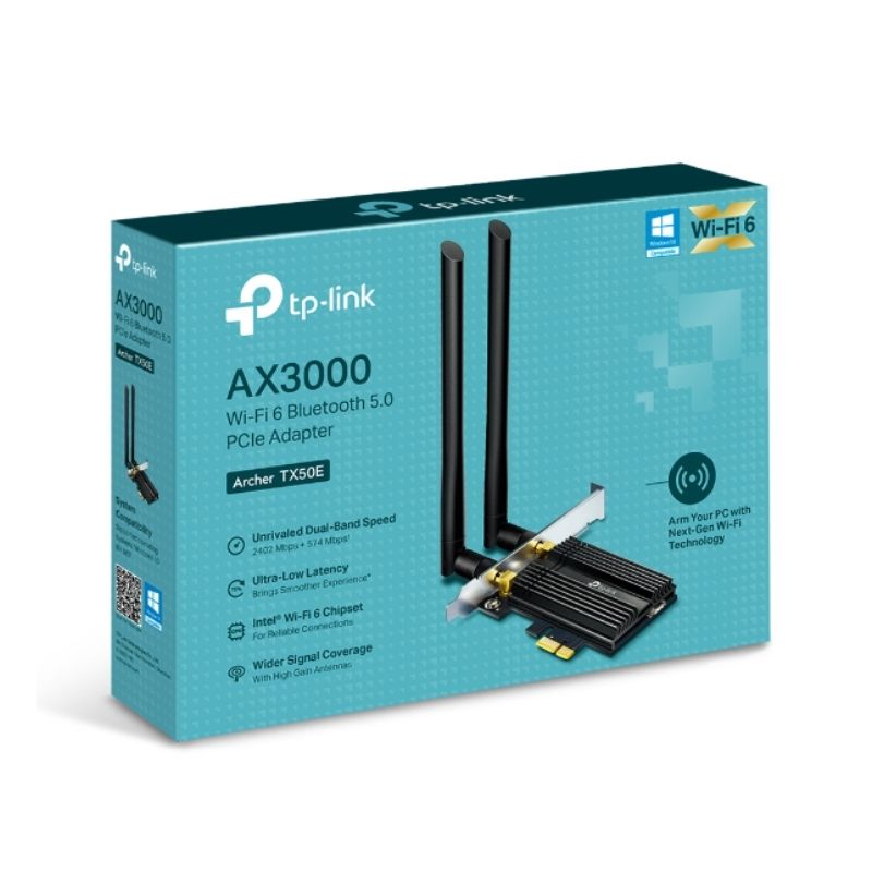 Card m?ng không dây PCIe TP-Link Archer TX50E (Bluetooth 5.0 Wi-Fi 6 AX3000)