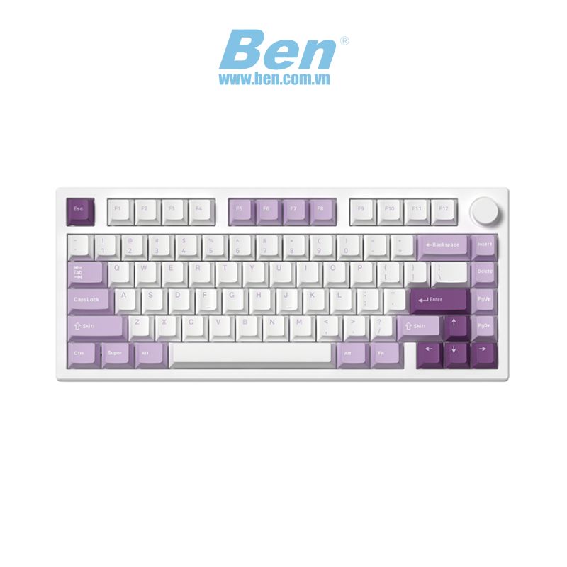 Bàn phím cơ FL-Esports GP75 CPM White Body Taro Purple, TTC Neptune switch