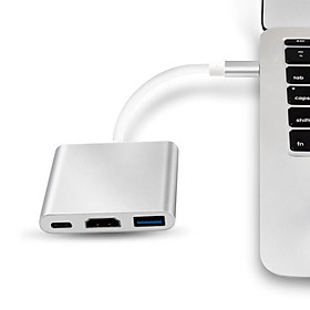 Hub Type C 3in1 - Cổng chuyển đổi HUB USB Type-C to HDMI, USB 3.0, PD Type-C cho Laptop Macbook - Gold